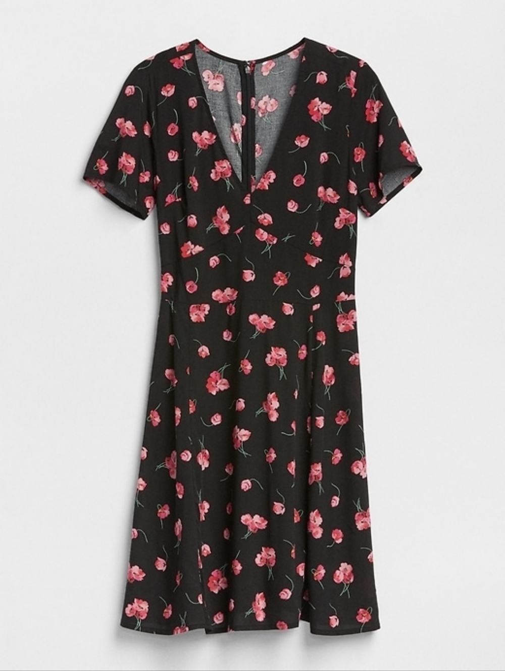 🆕️ Gap Short Sleeve Floral Print Fit and Flare Dress in Black Floral